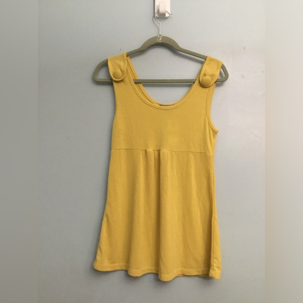 American Rag Yellow Sleeveless Tank Dress with Button-Strap Detail